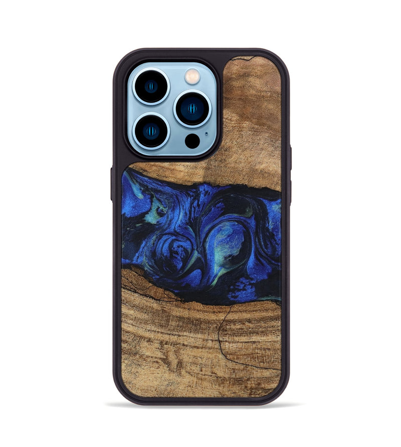 iPhone 14 Pro Wood Phone Case - Tawanda (Blue, 746730)