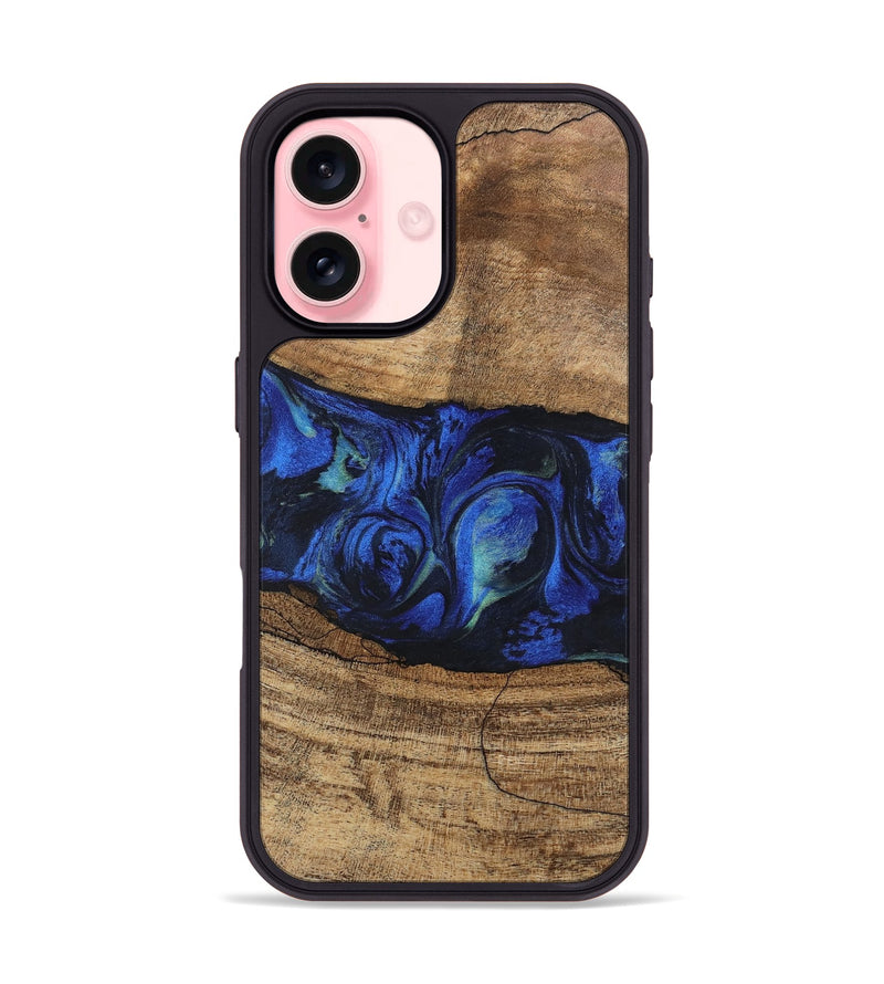 iPhone 16 Wood Phone Case - Tawanda (Blue, 746730)