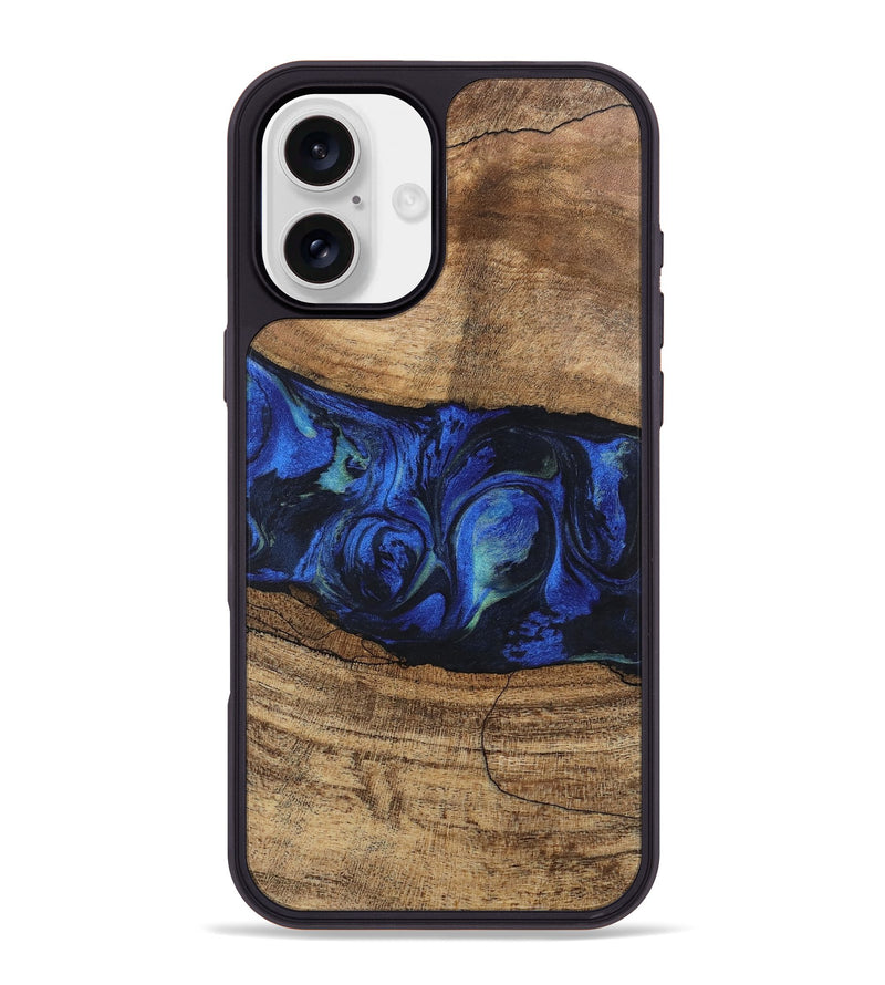 iPhone 16 Plus Wood Phone Case - Tawanda (Blue, 746730)