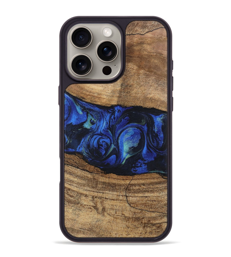 iPhone 16 Pro Max Wood Phone Case - Tawanda (Blue, 746730)