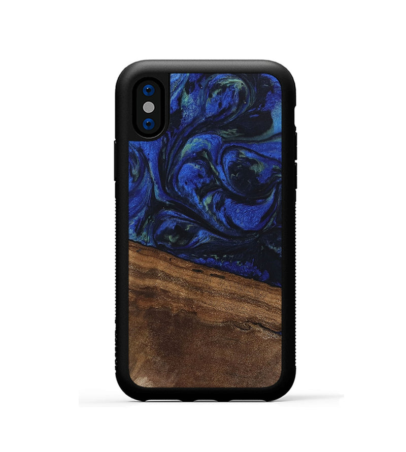 iPhone Xs Wood Phone Case - Aimee (Blue, 746737)