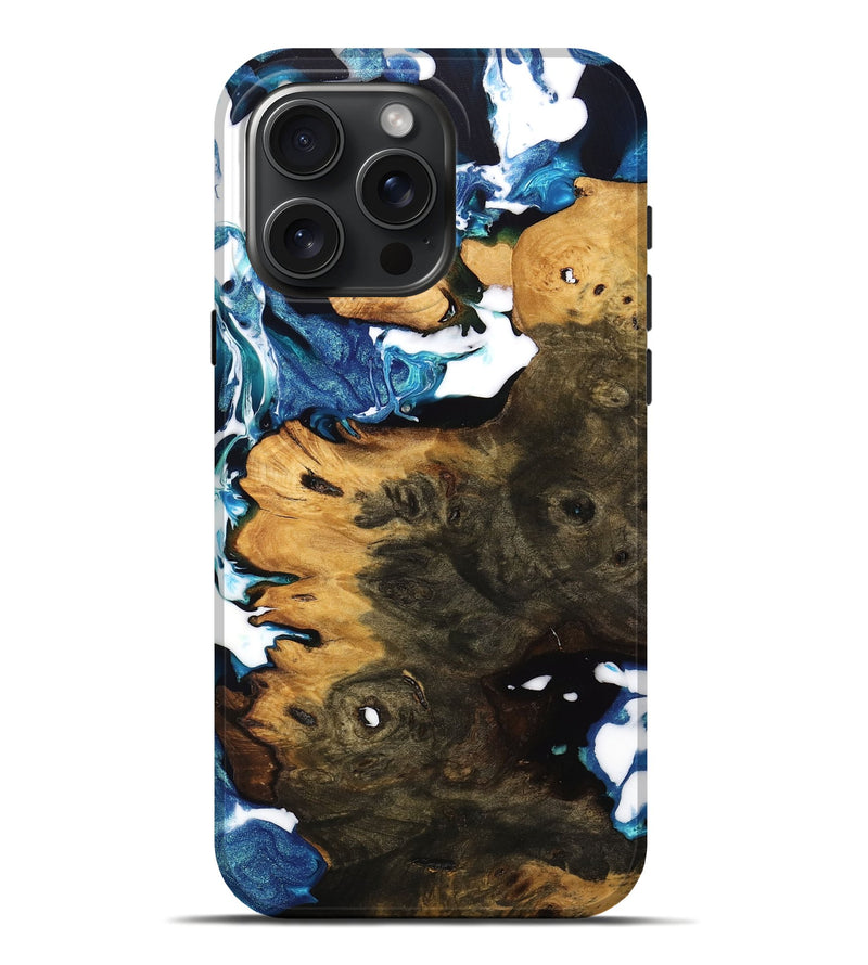 iPhone 16 Pro Max Wood Live Edge Phone Case - Colonel (Blue, 746807)