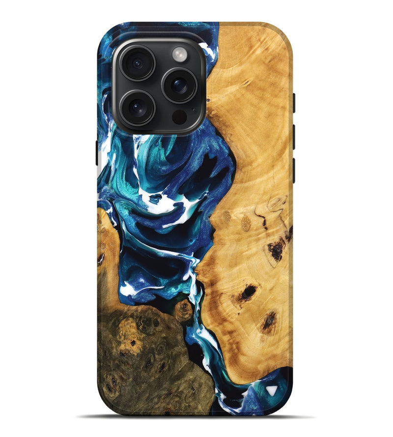 iPhone 16 Pro Max Wood Live Edge Phone Case - Dangelo (Blue, 746808)