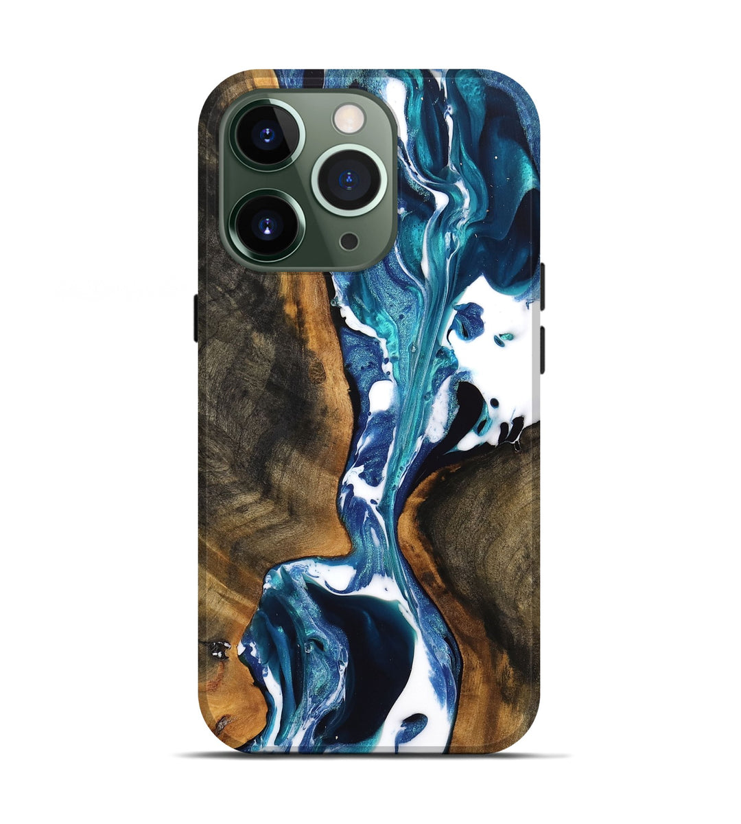 iPhone 13 Pro Wood Live Edge Phone Case - Ira (Blue, 746809)