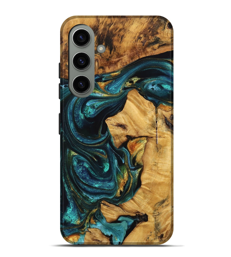 Galaxy S24 Plus Wood Live Edge Phone Case - Dionne (Teal & Gold, 746811)