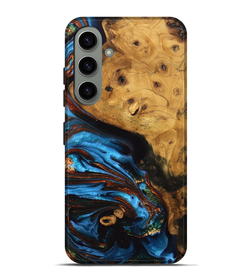 Galaxy S24 Plus Wood Live Edge Phone Case - Don (Teal & Gold, 746812)