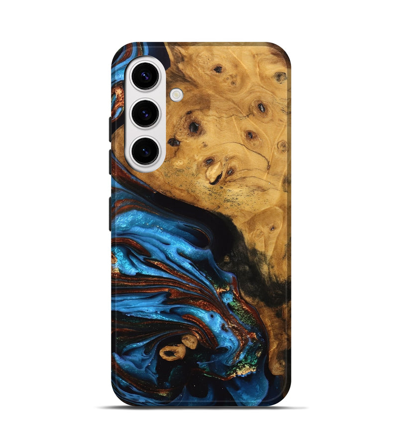 Galaxy S25 Wood Live Edge Phone Case - Don (Teal & Gold, 746812)