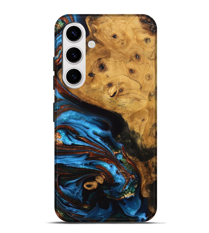 Galaxy S25 Plus Wood Live Edge Phone Case - Don (Teal & Gold, 746812)