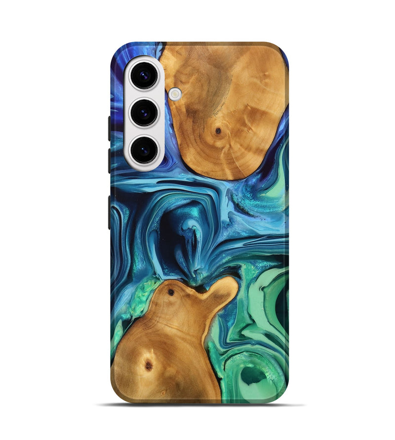 Galaxy S25 Wood Live Edge Phone Case - Cyril (Blue, 746813)