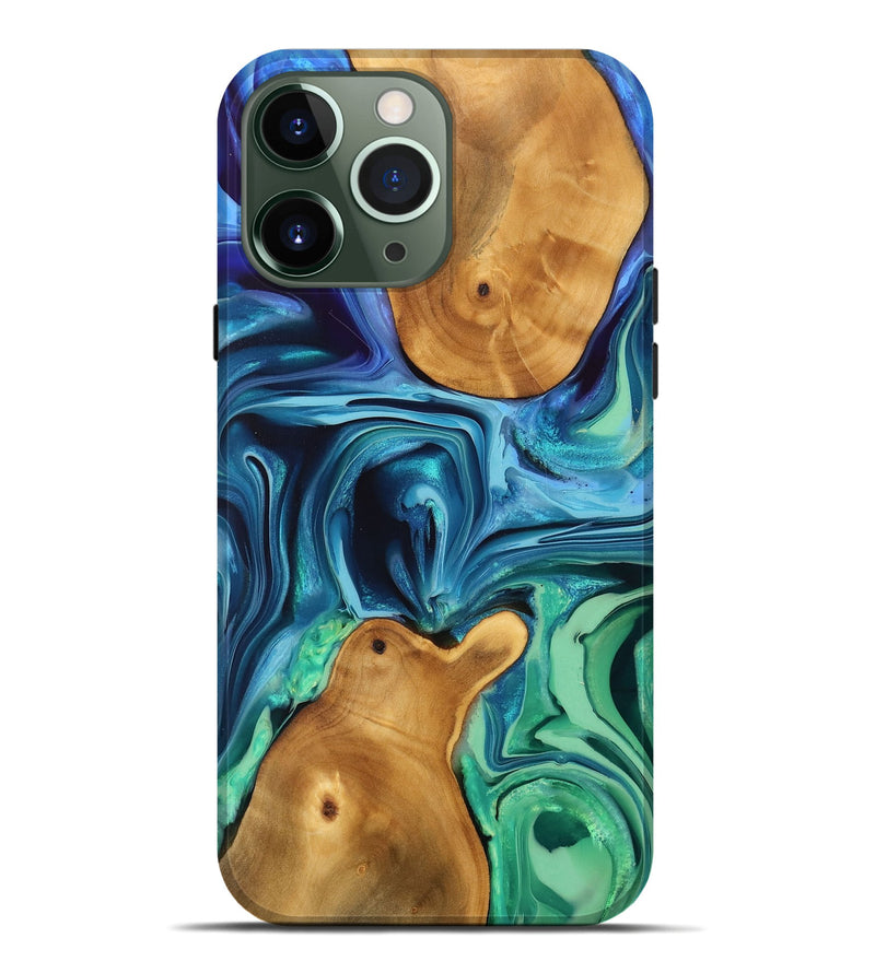 iPhone 13 Pro Max Wood Live Edge Phone Case - Cyril (Blue, 746813)