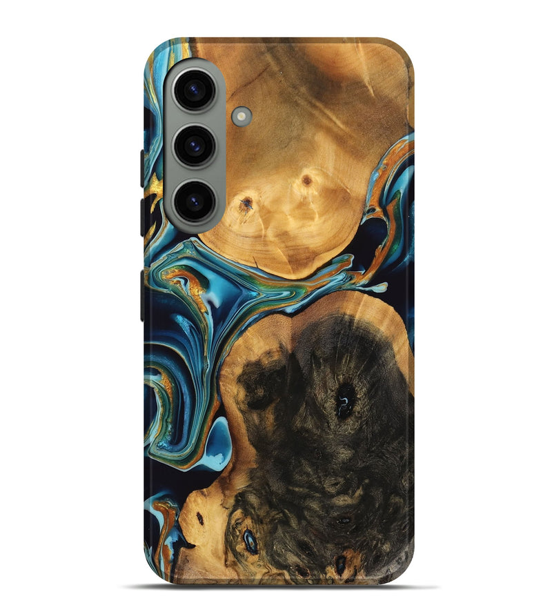 Galaxy S24 Plus Wood Live Edge Phone Case - Trevor (Teal & Gold, 746815)