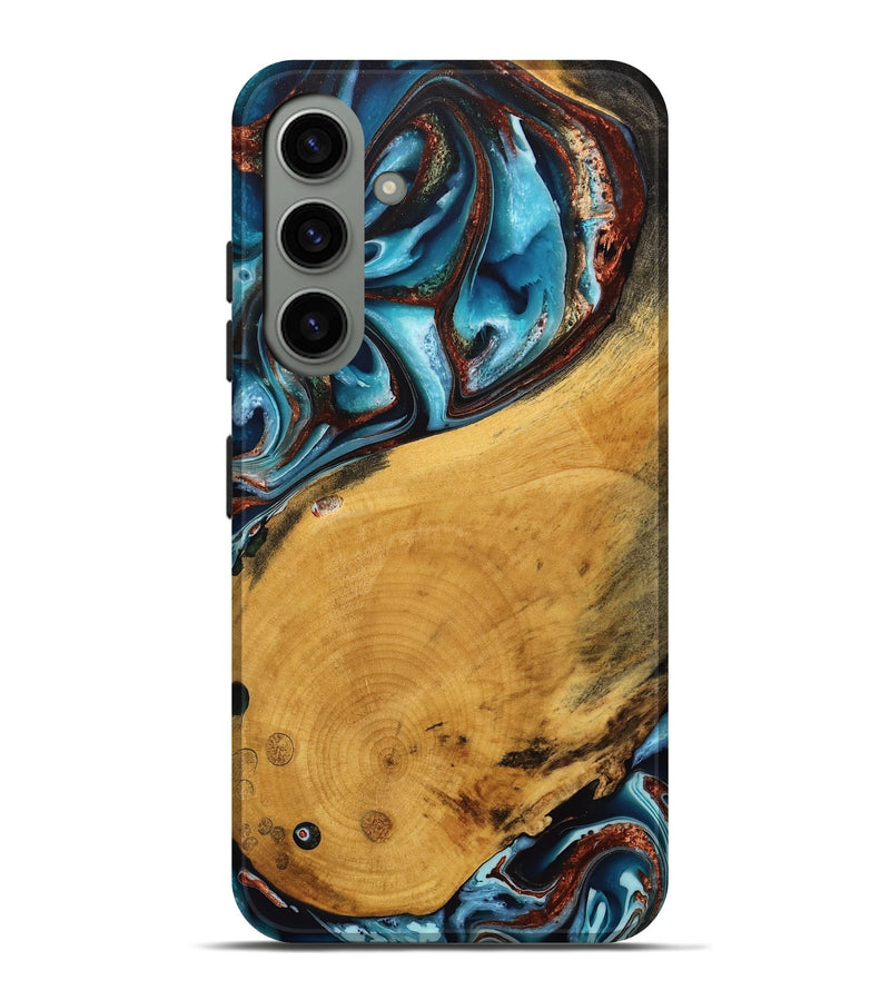 Galaxy S24 Plus Wood Live Edge Phone Case - Nash (Teal & Gold, 746821)