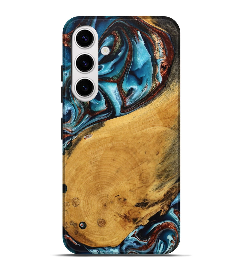 Galaxy S25 Plus Wood Live Edge Phone Case - Nash (Teal & Gold, 746821)