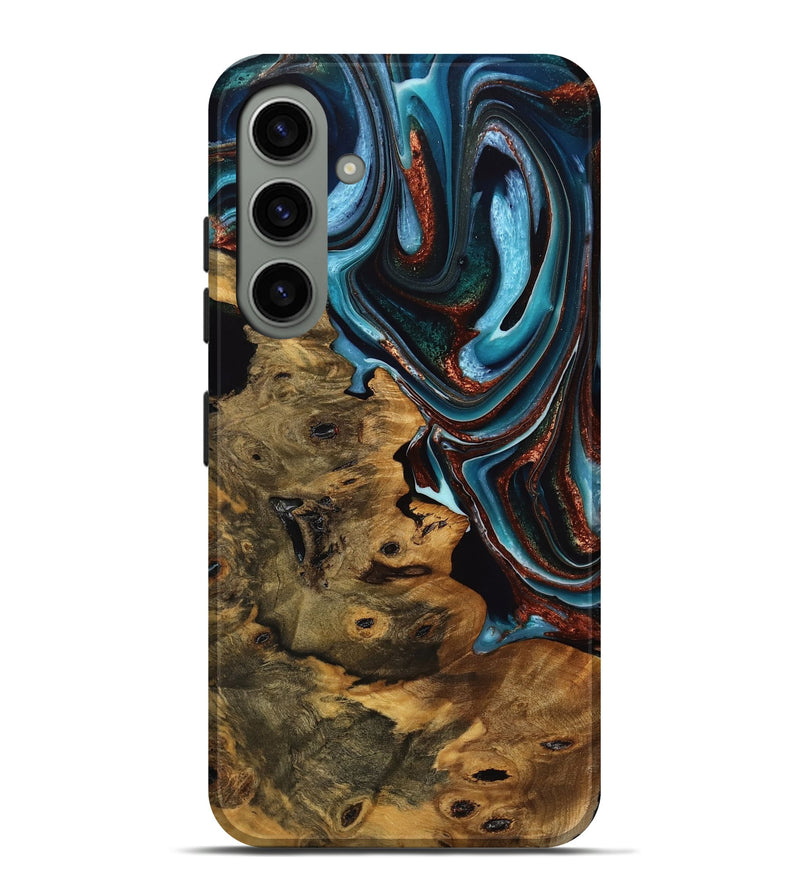 Galaxy S24 Plus Wood Live Edge Phone Case - Calista (Teal & Gold, 746824)