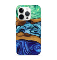 iPhone 15 Pro Wood Live Edge Phone Case - Latrice (Blue, 746829)