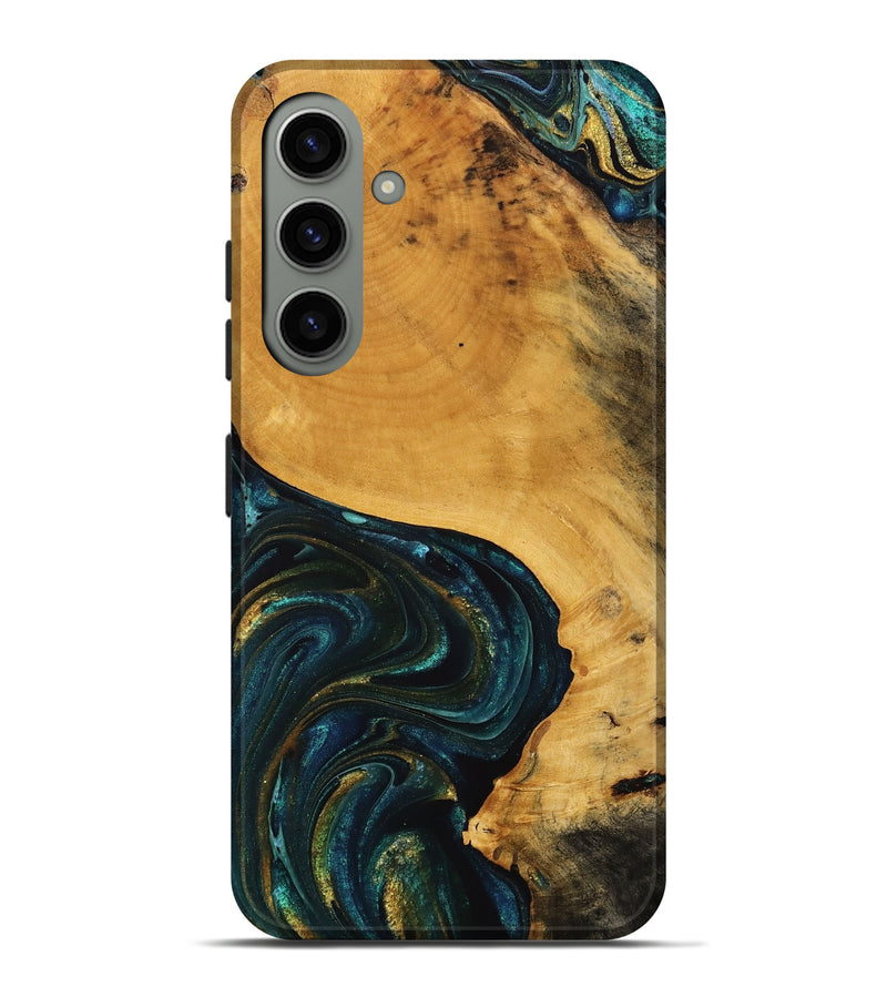 Galaxy S24 Plus Wood Live Edge Phone Case - Gerardo (Teal & Gold, 746831)