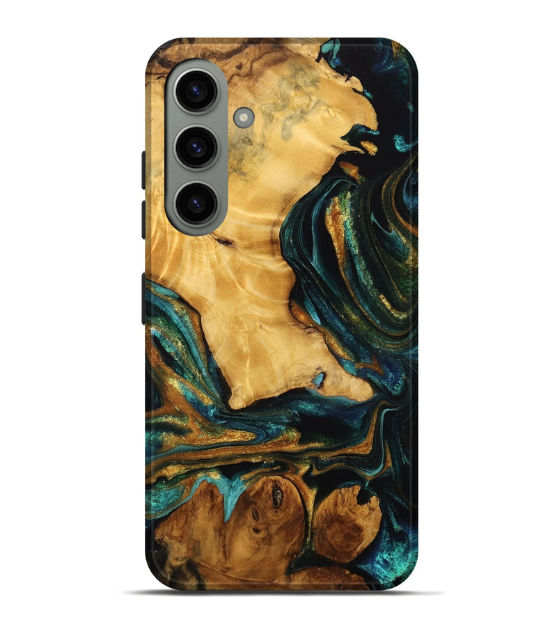 Galaxy S24 Plus Wood Live Edge Phone Case - Jadyn (Teal & Gold, 746832)