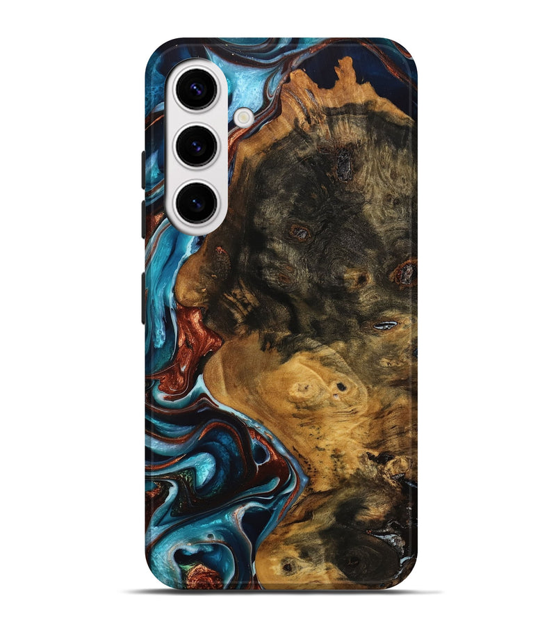 Galaxy S25 Plus Wood Live Edge Phone Case - Luanne (Teal & Gold, 746833)