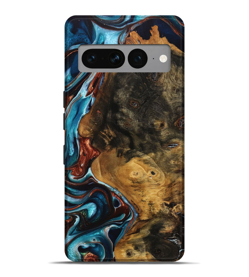 Pixel 7 Pro Wood Live Edge Phone Case - Luanne (Teal & Gold, 746833)