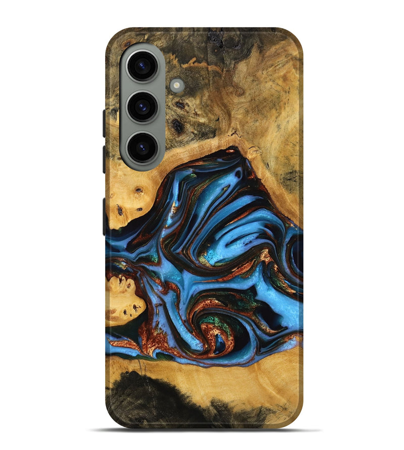 Galaxy S24 Plus Wood Live Edge Phone Case - Gertie (Teal & Gold, 746839)