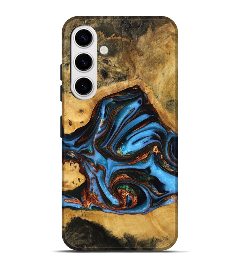 Galaxy S25 Plus Wood Live Edge Phone Case - Gertie (Teal & Gold, 746839)