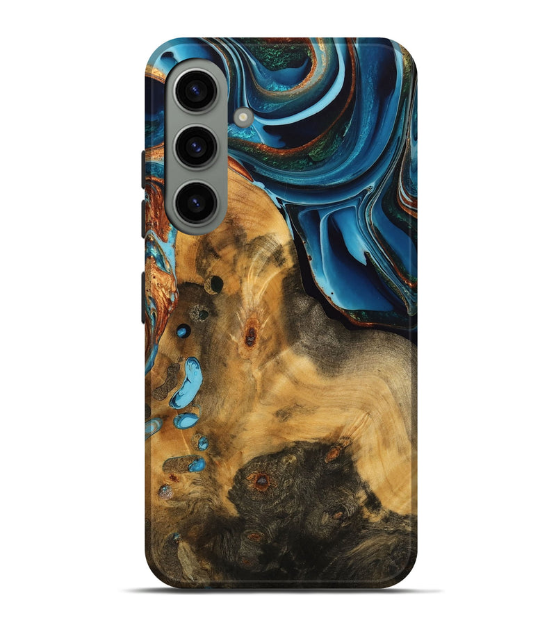 Galaxy S24 Plus Wood Live Edge Phone Case - Nikolas (Teal & Gold, 746840)