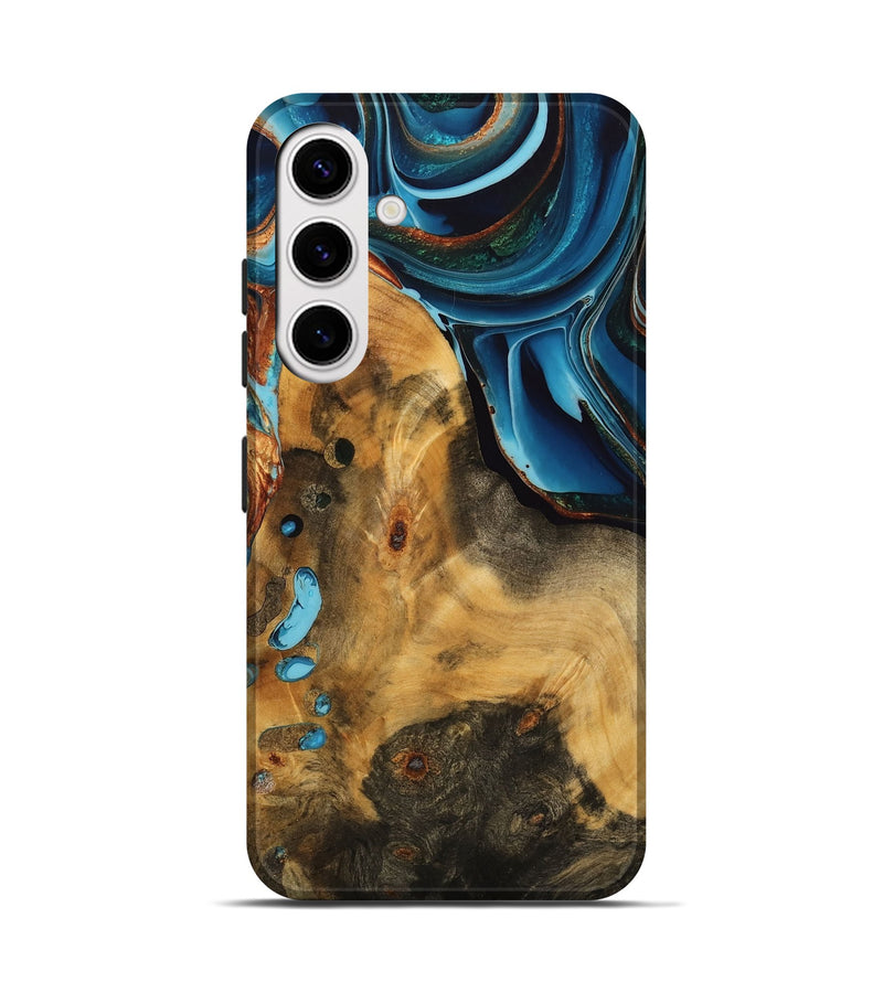 Galaxy S25 Wood Live Edge Phone Case - Nikolas (Teal & Gold, 746840)