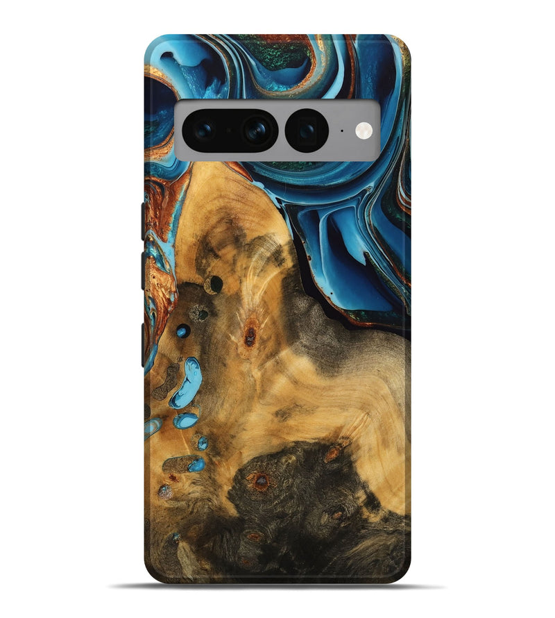 Pixel 7 Pro Wood Live Edge Phone Case - Nikolas (Teal & Gold, 746840)