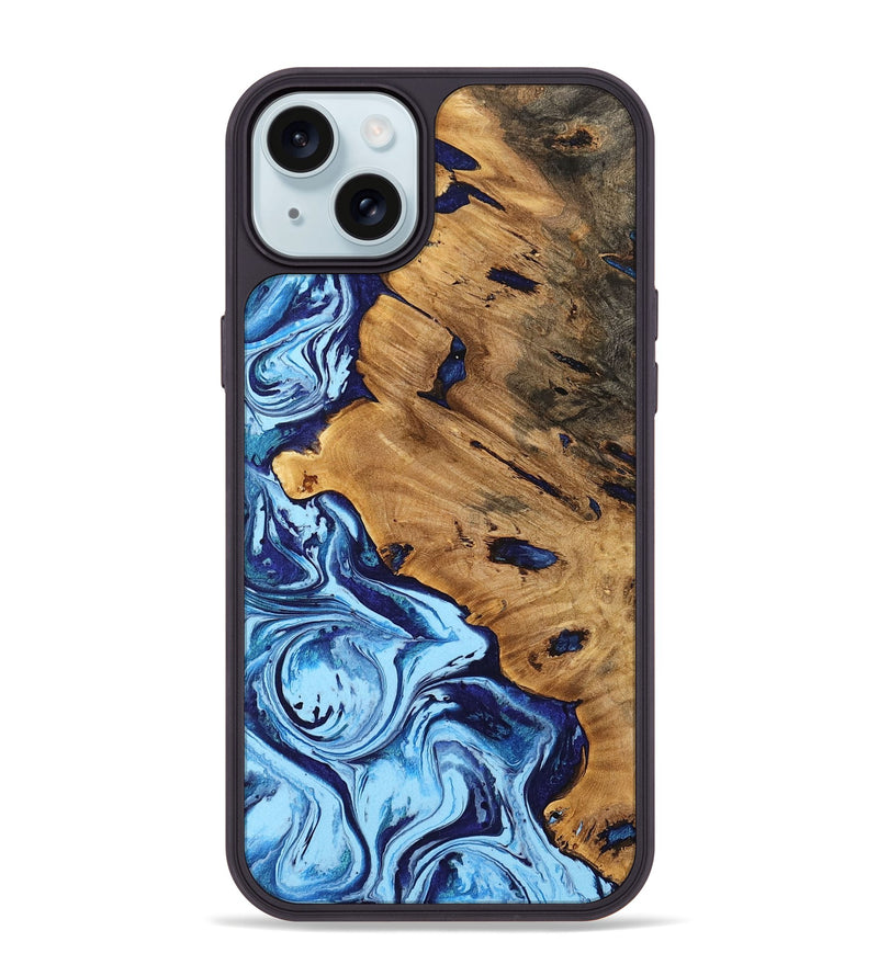 iPhone 15 Plus Wood Phone Case - Kaiser (Blue, 746847)