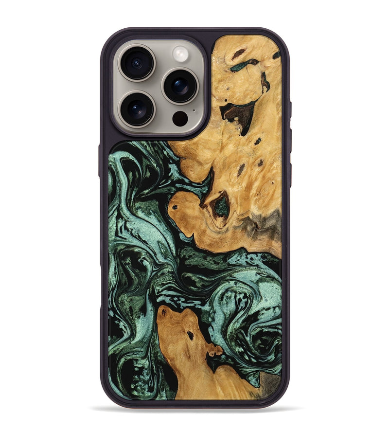 iPhone 16 Pro Max Wood Phone Case - Tiana (Green, 746855)