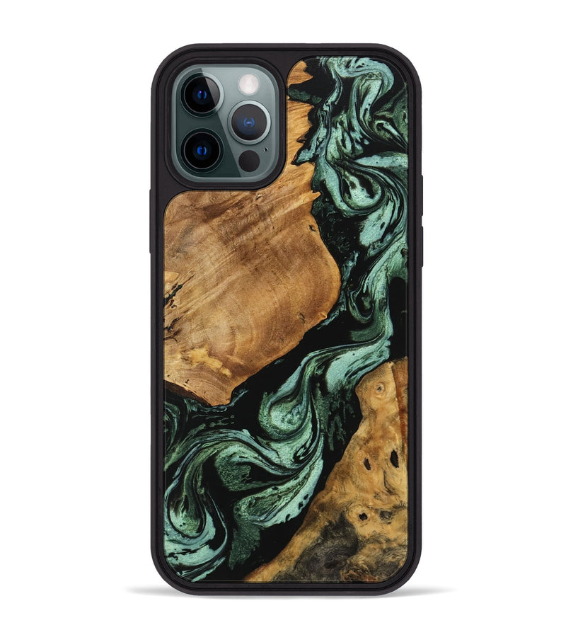 iPhone 12 Pro Max Wood Phone Case - Felisha (Green, 746862)