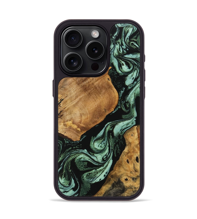 iPhone 15 Pro Wood Phone Case - Felisha (Green, 746862)