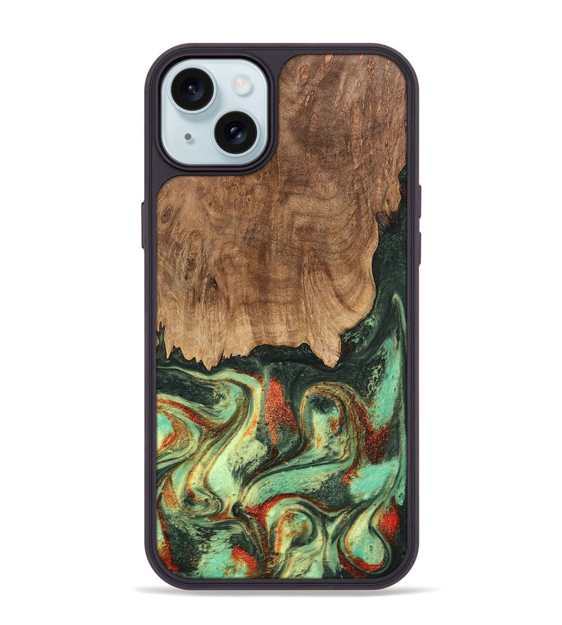 iPhone 15 Plus Wood Phone Case - Taniya (Green, 746895)