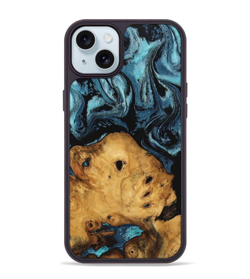 iPhone 15 Plus Wood Phone Case - Kamron (Blue, 746938)