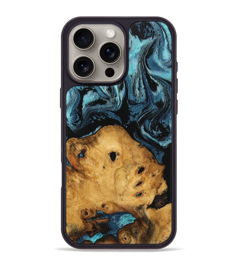 iPhone 16 Pro Max Wood Phone Case - Kamron (Blue, 746938)