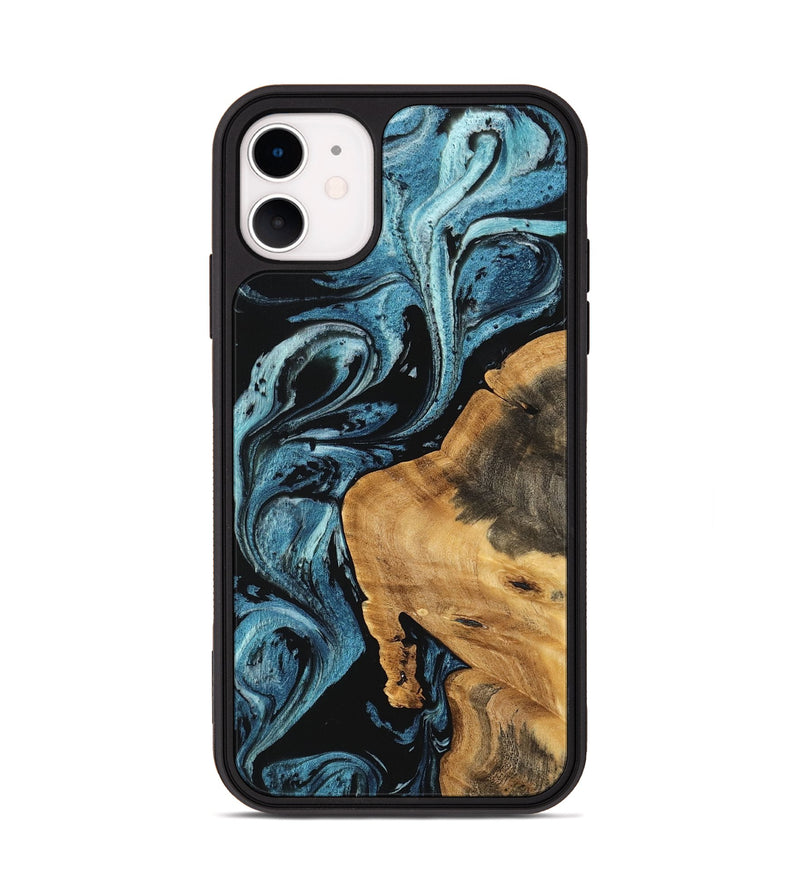 iPhone 11 Wood Phone Case - Cara (Blue, 746946)