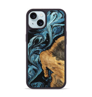 iPhone 15 Wood Phone Case - Cara (Blue, 746946)