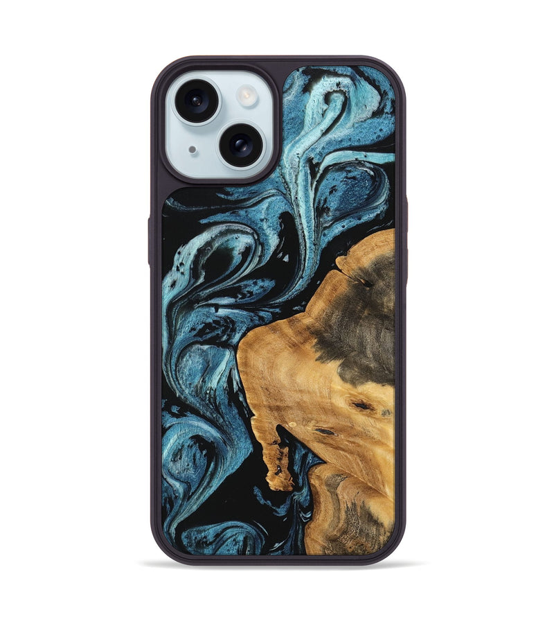 iPhone 15 Wood Phone Case - Cara (Blue, 746946)