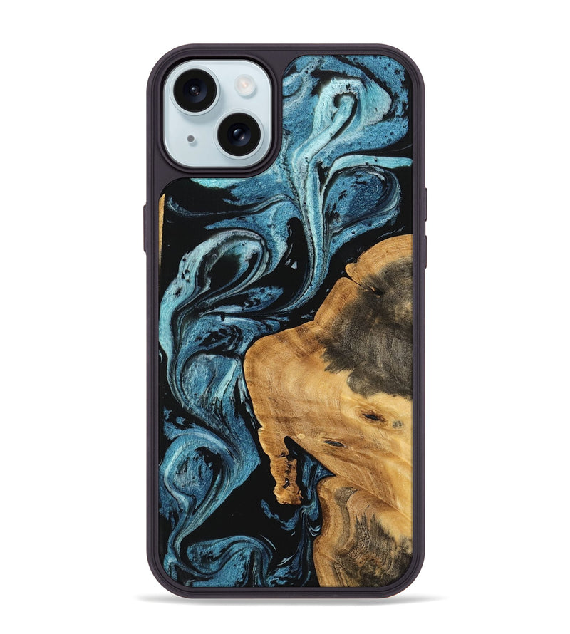 iPhone 15 Plus Wood Phone Case - Cara (Blue, 746946)