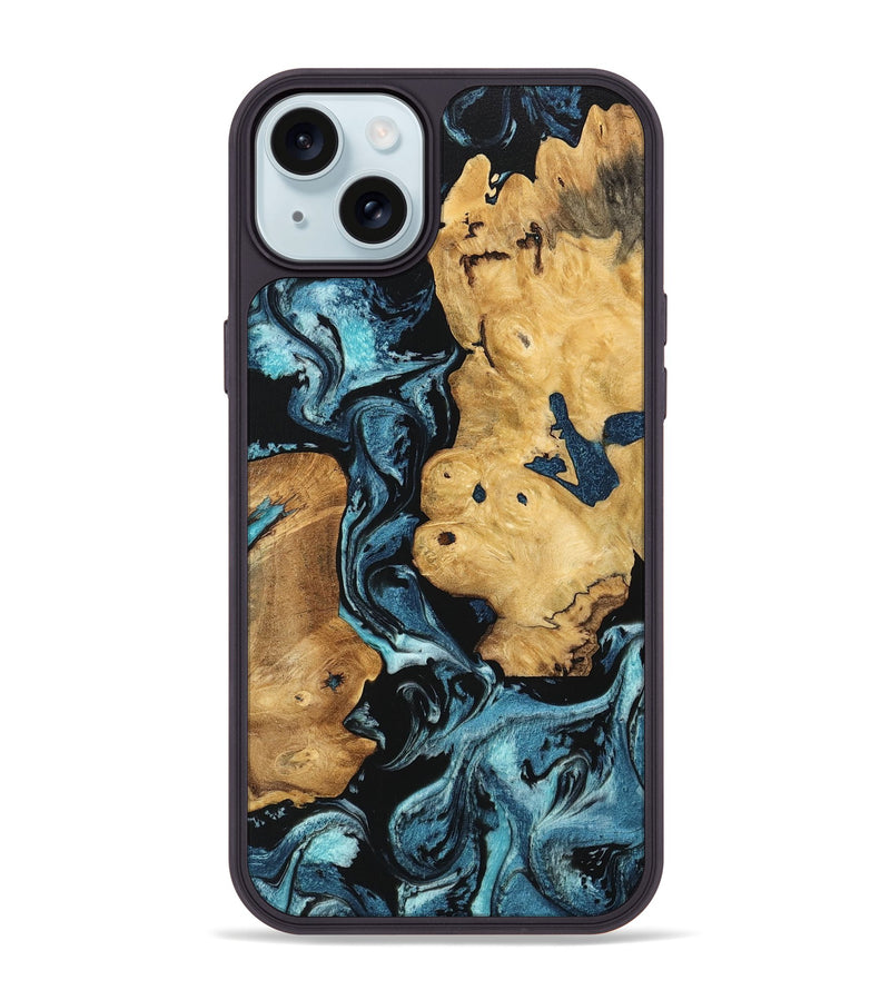 iPhone 15 Plus Wood Phone Case - Lyndon (Blue, 746947)