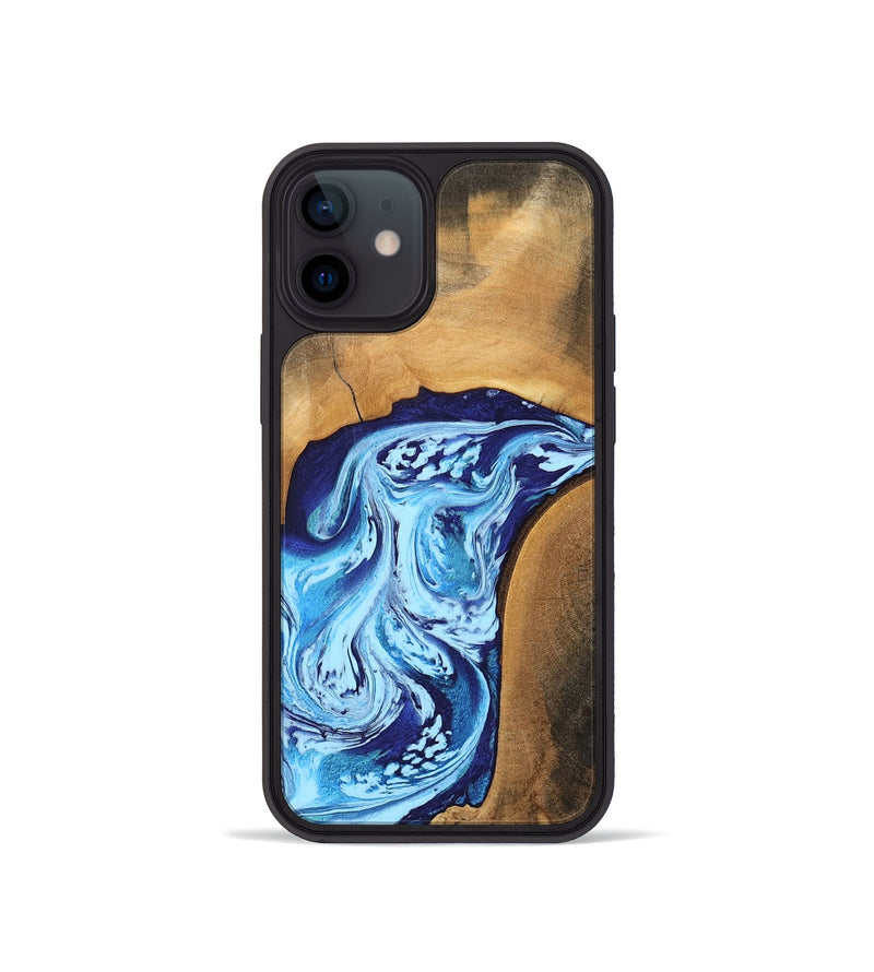 iPhone 12 mini Wood Phone Case - Al (Blue, 746957)