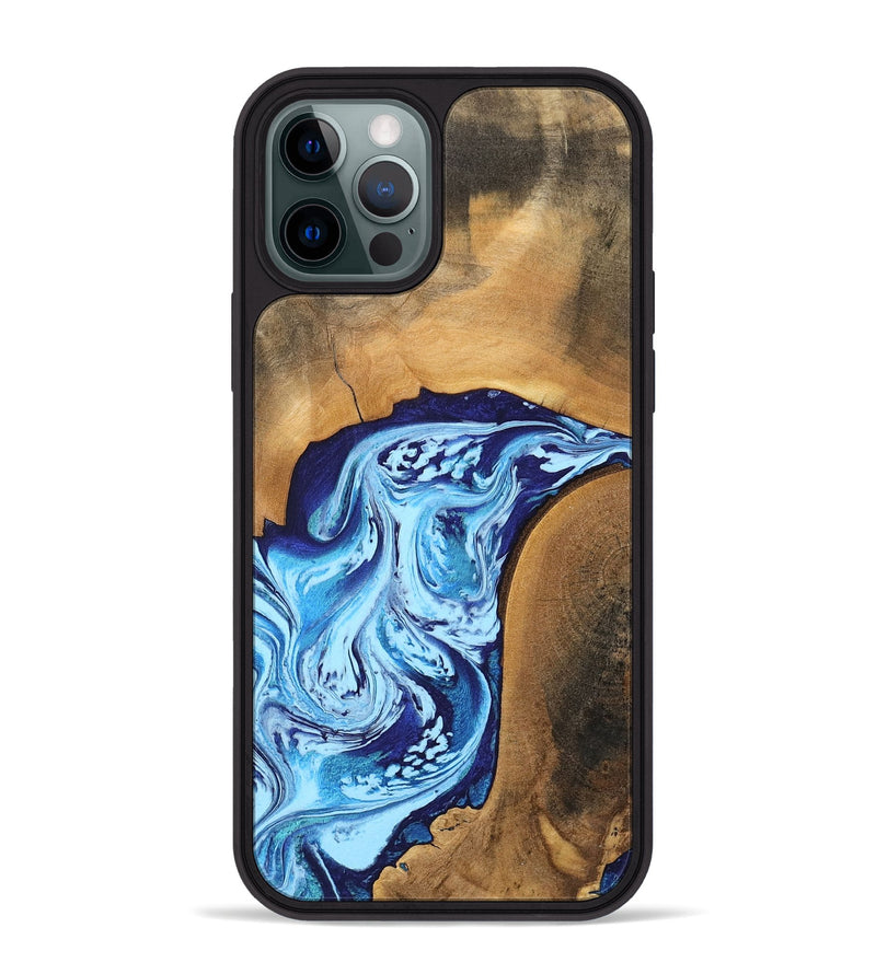 iPhone 12 Pro Max Wood Phone Case - Al (Blue, 746957)