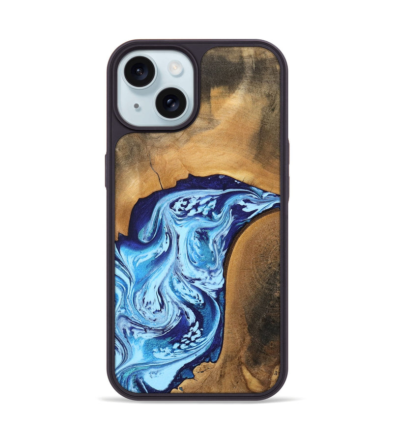 iPhone 15 Wood Phone Case - Al (Blue, 746957)