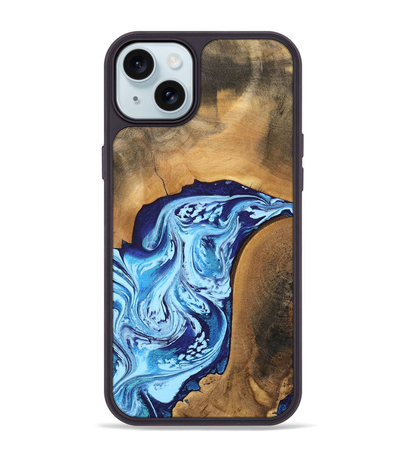 iPhone 15 Plus Wood Phone Case - Al (Blue, 746957)