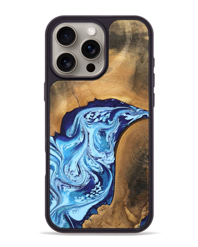 iPhone 16 Pro Max Wood Phone Case - Al (Blue, 746957)