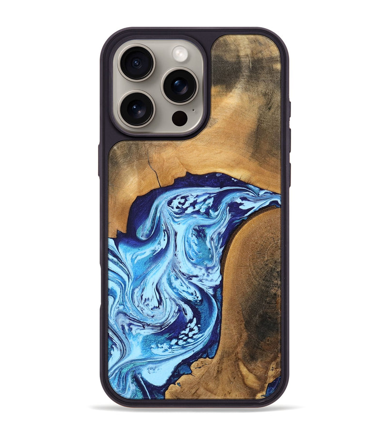 iPhone 16 Pro Max Wood Phone Case - Al (Blue, 746957)