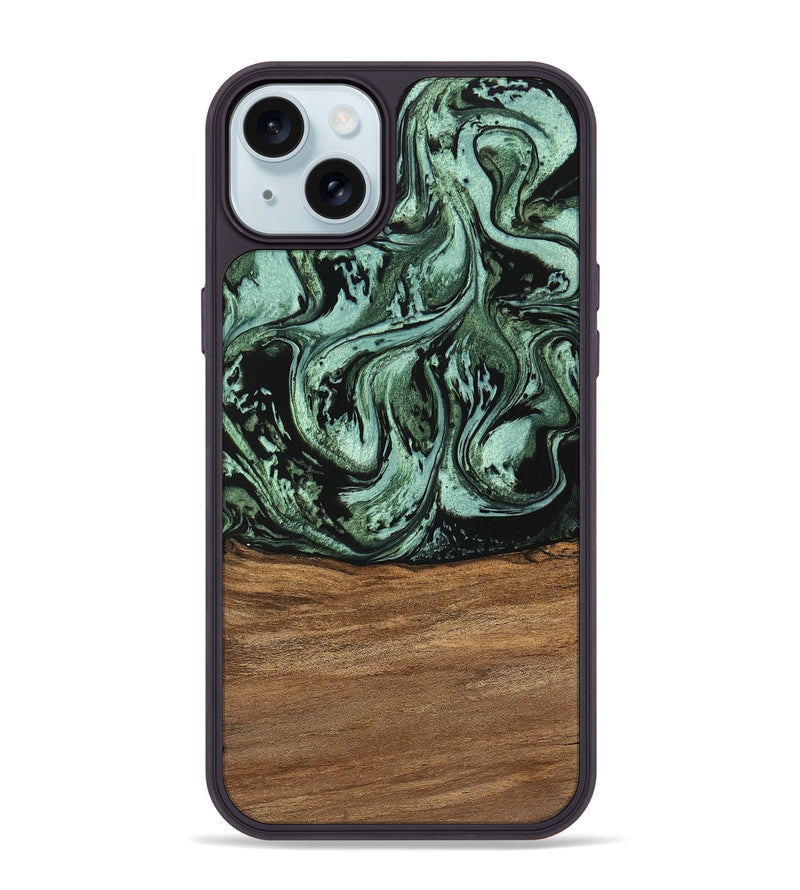 iPhone 15 Plus Wood Phone Case - Hester (Green, 746959)