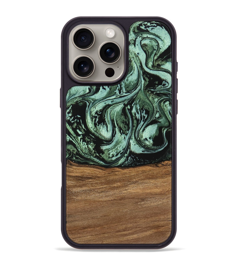 iPhone 16 Pro Max Wood Phone Case - Hester (Green, 746959)