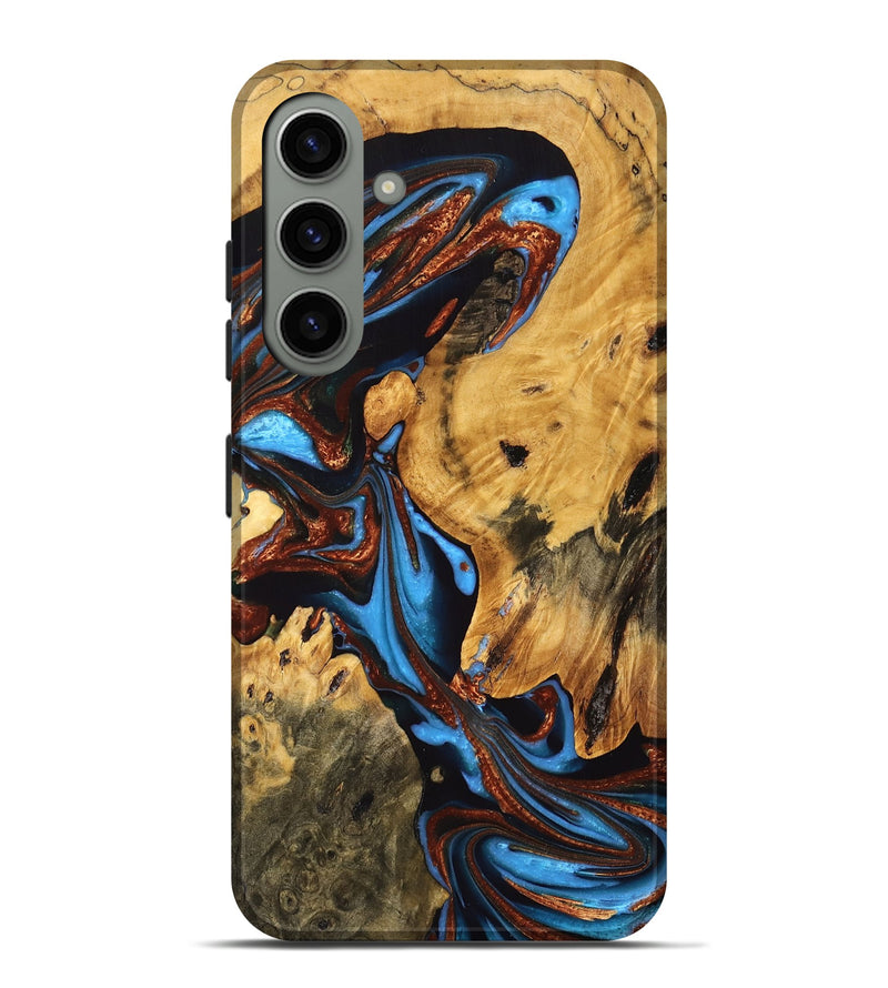 Galaxy S24 Plus Wood Live Edge Phone Case - Huey (Teal & Gold, 747190)