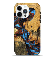 iPhone 15 Pro Max Wood Live Edge Phone Case - Huey (Teal & Gold, 747190)